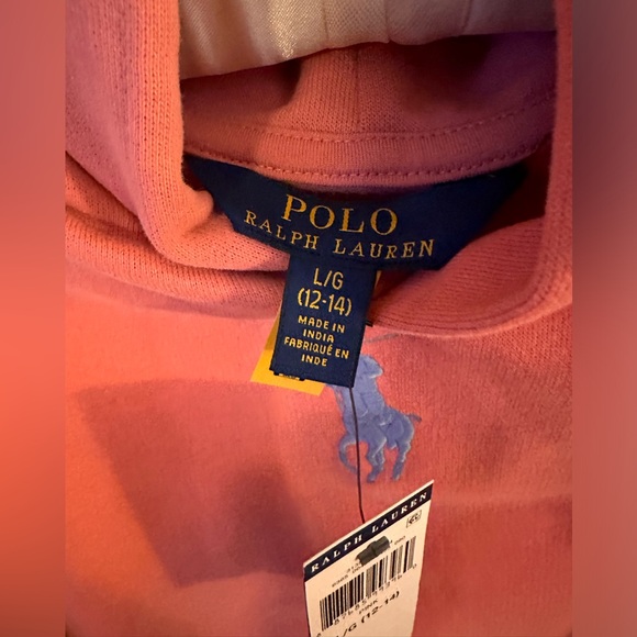 RALPH LAUREN HOODIE DRESS CORAL large 12/14 - Picture 2 of 6